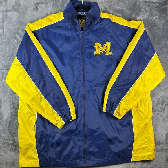 Vintage‎ Michigan Wolverines Windbreaker Jacket XXL G-III Blue Yellow Nylon NCAA - Picture 1 of 10